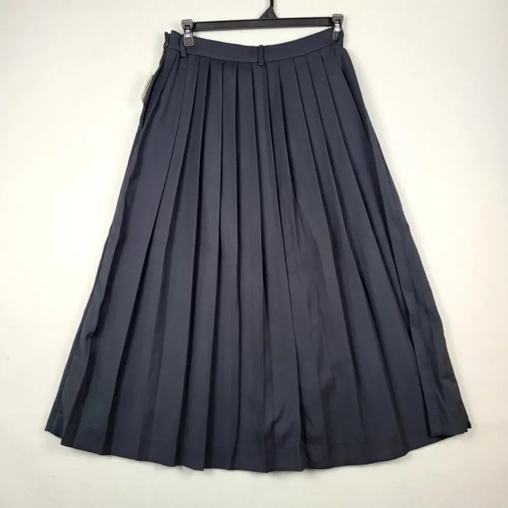NWT Abercrombie & Fitch Mid Rise Pleated Maxi Skirt Black MP, High Slit, Lined